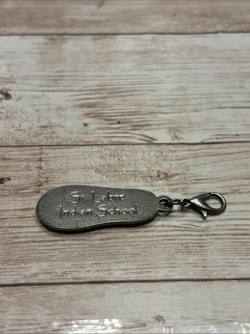 Vintage St. Labre Indian School Silver Moccasin Charm Zipper Chain Pull